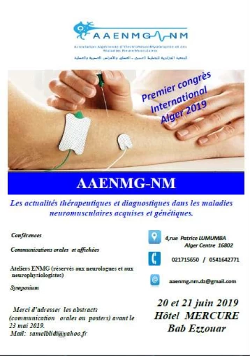 1er Congrès International de Association Algérienne d’ElectroNeuroMyoGraphie et des maladies NeuroMusculaires (AAENMG) affiche
